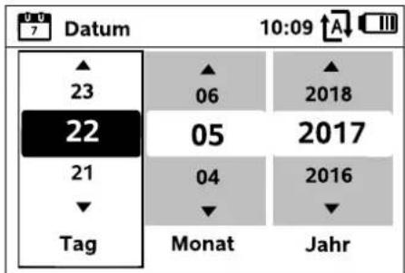0:07 7 Datum 10:09 A III ▲ 23 22 21 Tag Monat Jahr ▲ 06 05 04 Monat 2018 2017 2016 Jahr