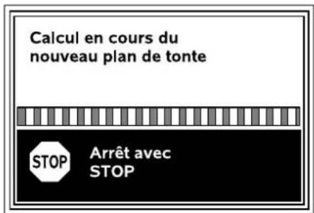 Calcul en cours du nouveau plan de tonte STOP Arrêt avec STOP