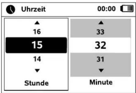 Uhrzeit 00:00 16 15 14 Stunde 33 32 31 Minute