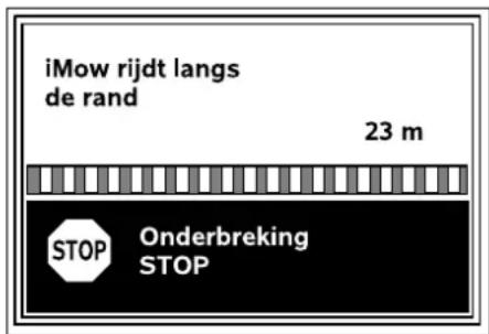 iMow rijdt langs de rand 23 m STOP Onderbreking STOP