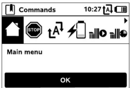 Commands 10:27 STOP A Main menu OK
