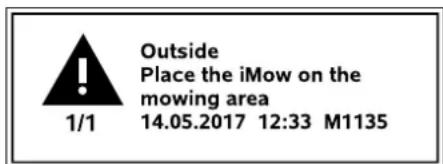 Outside Place the iMow on the mowing area 1/1 14.05.2017 12:33 M1135