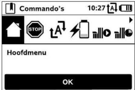 Commando's 10:27 STOP A Hoofdmenu OK