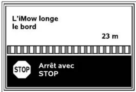 L'iMow longe le bord 23 m STOP Arrêt avec STOP