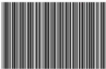 Black and white barcode image with vertical lines, no visible text or symbols