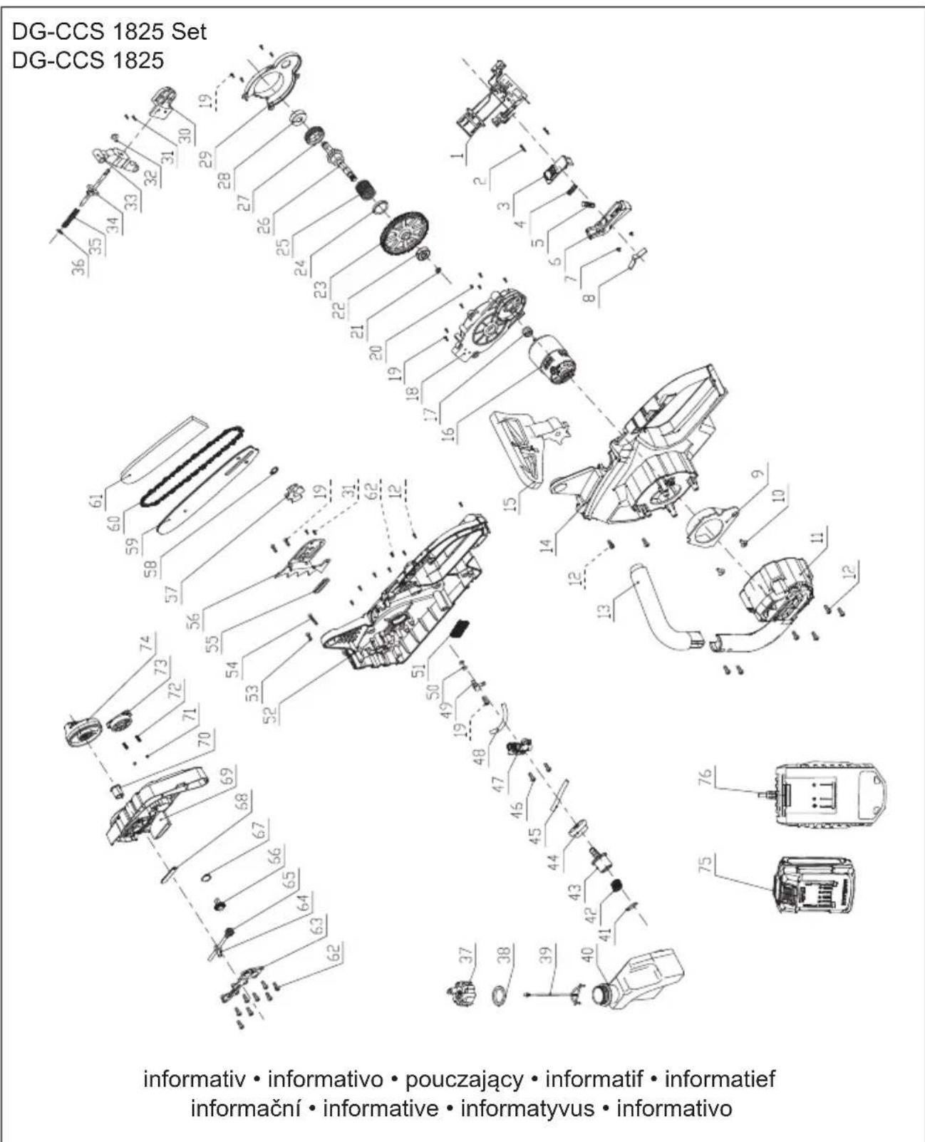 Deltafox DGCCS 1825 - Explosionszeichnung • Exploded Drawing • Explosietekening Vue éclatée • Vista esplosa • Rysunek samorozwijajacy Vykres sestaveni • Trimatis vaizdas • Plano de explosión - 1
