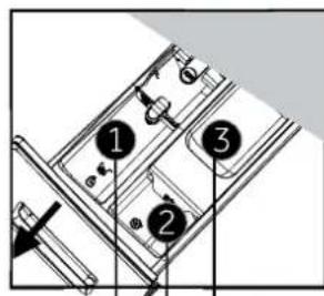 Technical diagram showing labeled components of a mechanical or electrical assembly with numbered parts and directional arrows.