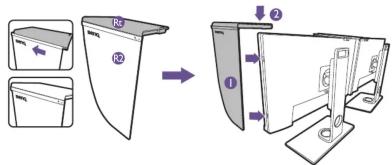Diagram illustrating the process of folding a folded paper into a computer monitor, with labeled parts and directional arrows.