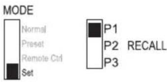 MODE Normal Preset Remote Ctrl Set P1 P2 RECALL P3