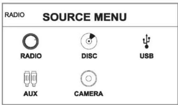 RADIO SOURCE MENU RADIO DISC USB AUX CAMERA