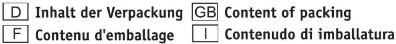 D Inhalt der Verpackung GB Content of packing F Contenu d'emballage I Contenudo di imballatura