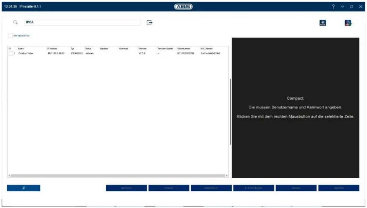ABUS IPCB34611A - Utilisation du logiciel ABUS IP Installer pour rechercher des caméras - 1
