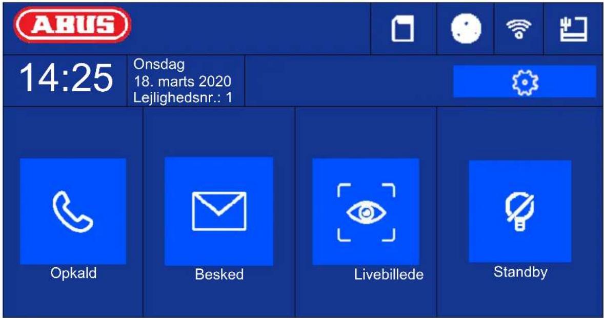 ABUS 14:25 Onsdag 18. marts 2020 Lejlighedsnr.: 1 Opkald Besked Livebillede Standby