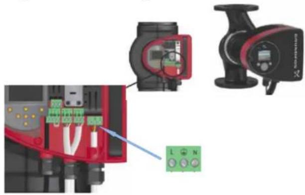 Diagram showing electrical connection to a digital pressure pump with labeled components and wiring connections