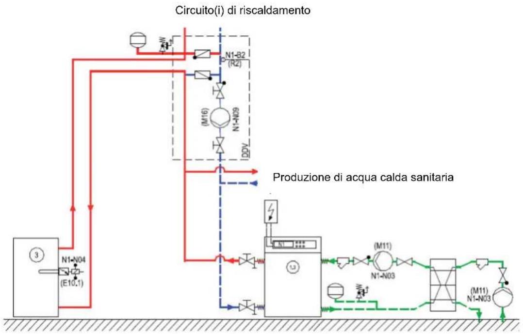 DIMPLEX WSI 150TU - Collegamento della pompa (circuito intermedio) del generatore di calore e dell'acqua glicolata: - 1