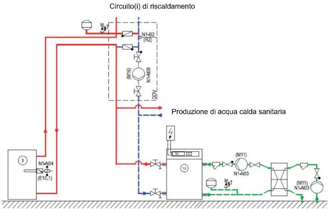 DIMPLEX WSI 90TU - Collegamento della pompa (circuito intermedio) del generatore di calore e dell'acqua glicolata: - 1