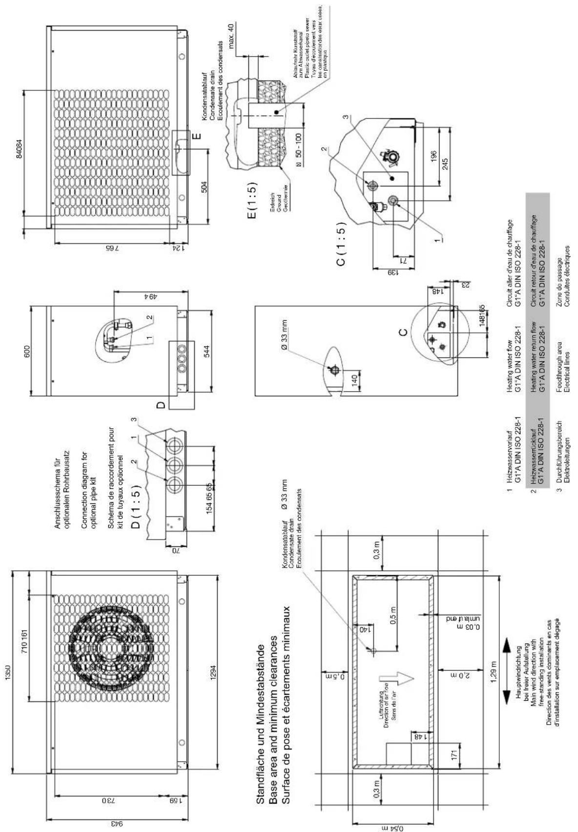 DIMPLEX HPL 6STURW - Maßbild Wärmepumpe / Dimension Drawing Heat Pump / Schéma coté Pompe à cahleur - 1