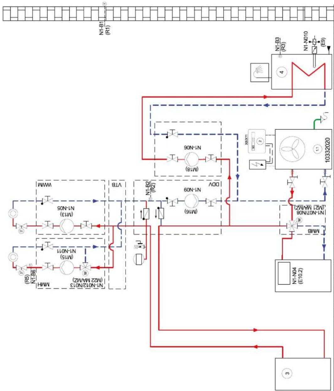 DIMPLEX SI LI 20TES - Bivalente Anlage mit zwei Heizkreisen und Warmwasserbereitung / Bivalent system with two heating circuits and domestic hot water preparation / Installation bivalente avec deux circuits de chauffage et production d'eau chaude - 1