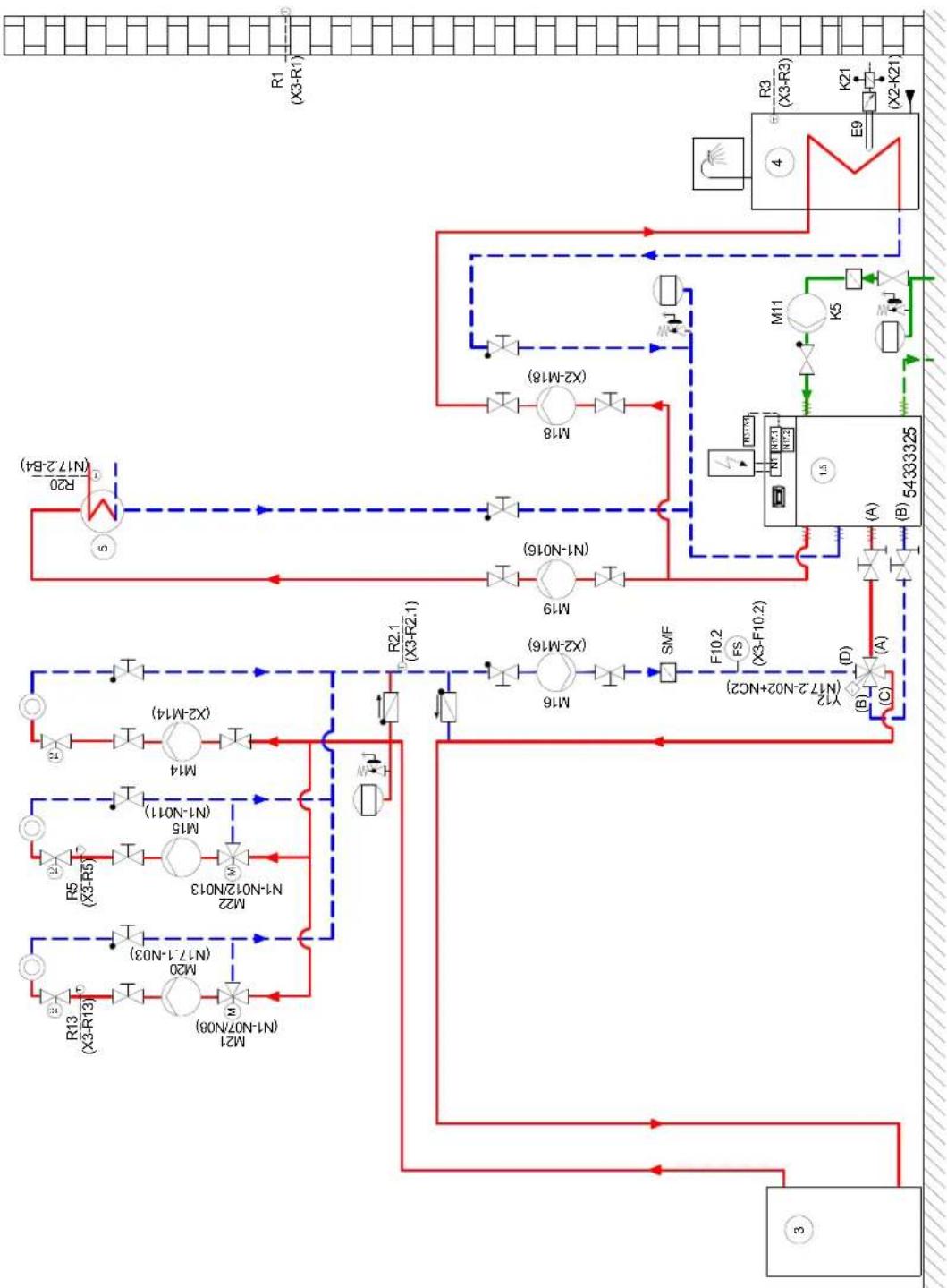 DIMPLEX SI 130TUR+ - Monovalente Anlage mit 4-Wege-Ventil Heizen und Kühlen und Warmwasser und Schwimmbad / Monovalent system with 4-way valve for heating, cooling, domestic hot water and swimming pool water / Installation monovalente avec vanne 4 voies pour le chauffage, le rafraîchissement et la production d'eau chaude sanitaire et de piscine - 1