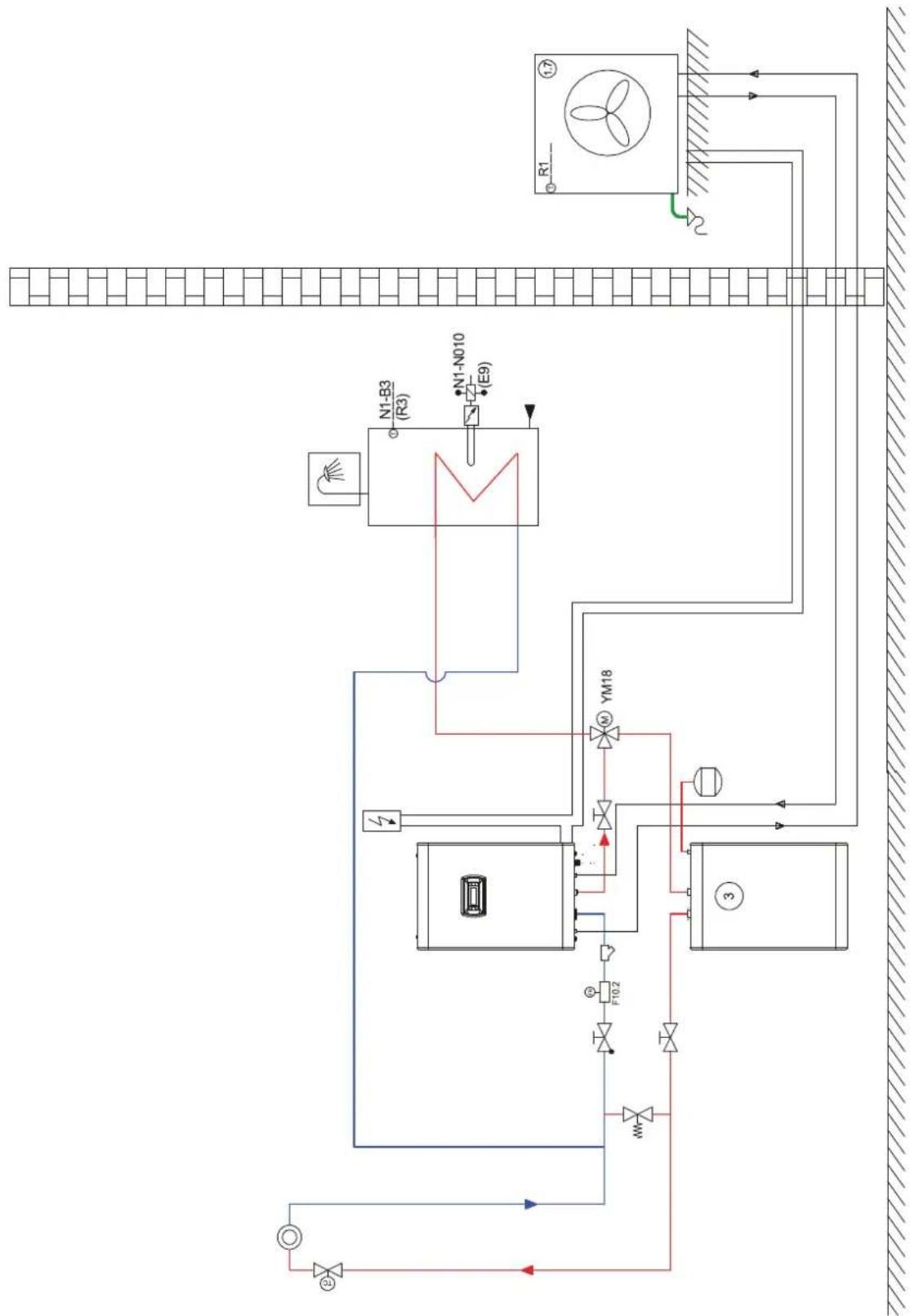 DIMPLEX LAK 9IMR - Monoenergetische Anlage mit einem Heizkreis, Heizen und dynamische Kühlung / Mono energy system with one heating circuit, heating and dynamic cooling / Installation mono-énergétique avec un circuit de chauffage, un chauffage et un rafraîchissement dynamique - 2