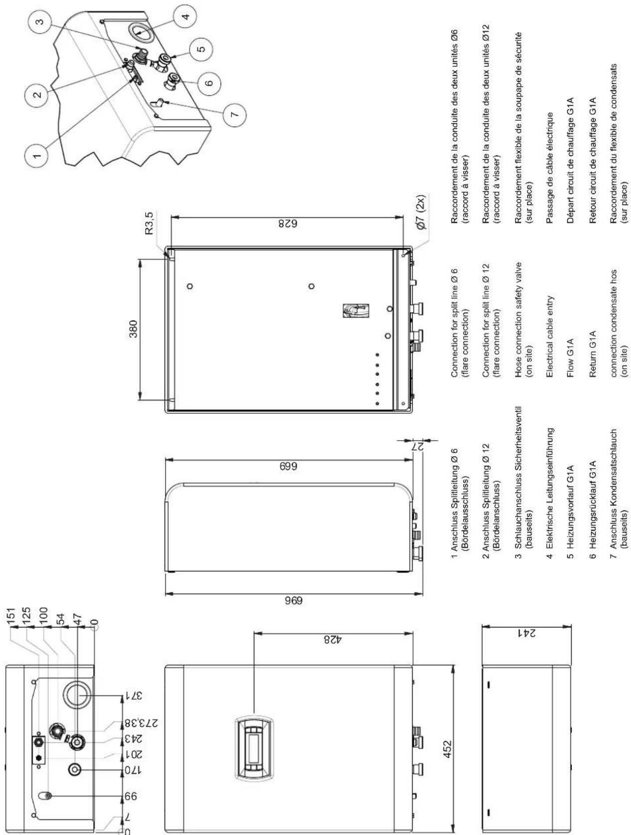 DIMPLEX LAK 9IMR - Maßbild Inneneinheit / Dimension drawing indoor unit / Schéma coté unité intérieure LAK 3IMR - 1