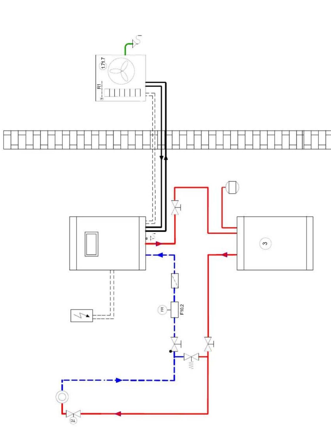 DIMPLEX LAK 9IMR - Monoenergetische Anlage mit einem Heizkreis, Heizen und dynamische Kühlung / Mono energy system with one heating circuit, heating and dynamic cooling / Installation mono-énergétique avec un circuit de chauffage, un chauffage et un rafraîchissement dynamique - 1