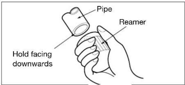 Pipe Reamer Hold facing downwards