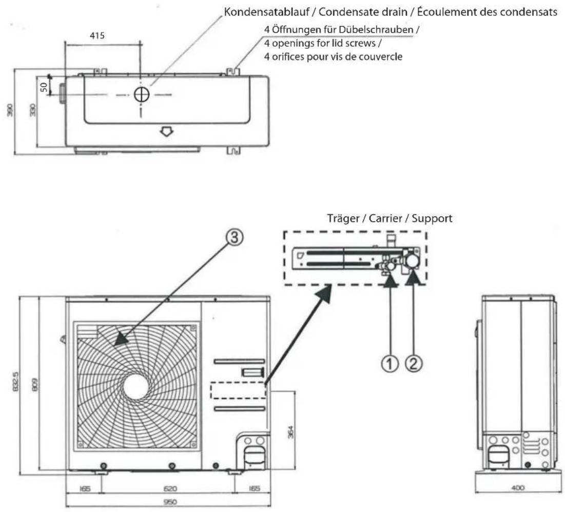 DIMPLEX LAK 9IMR - Maßbild Außengerät / Dimension drawing outdoor unit / Schéma coté unité extérieure LAK 6IMR / LAK 9IMR - 1