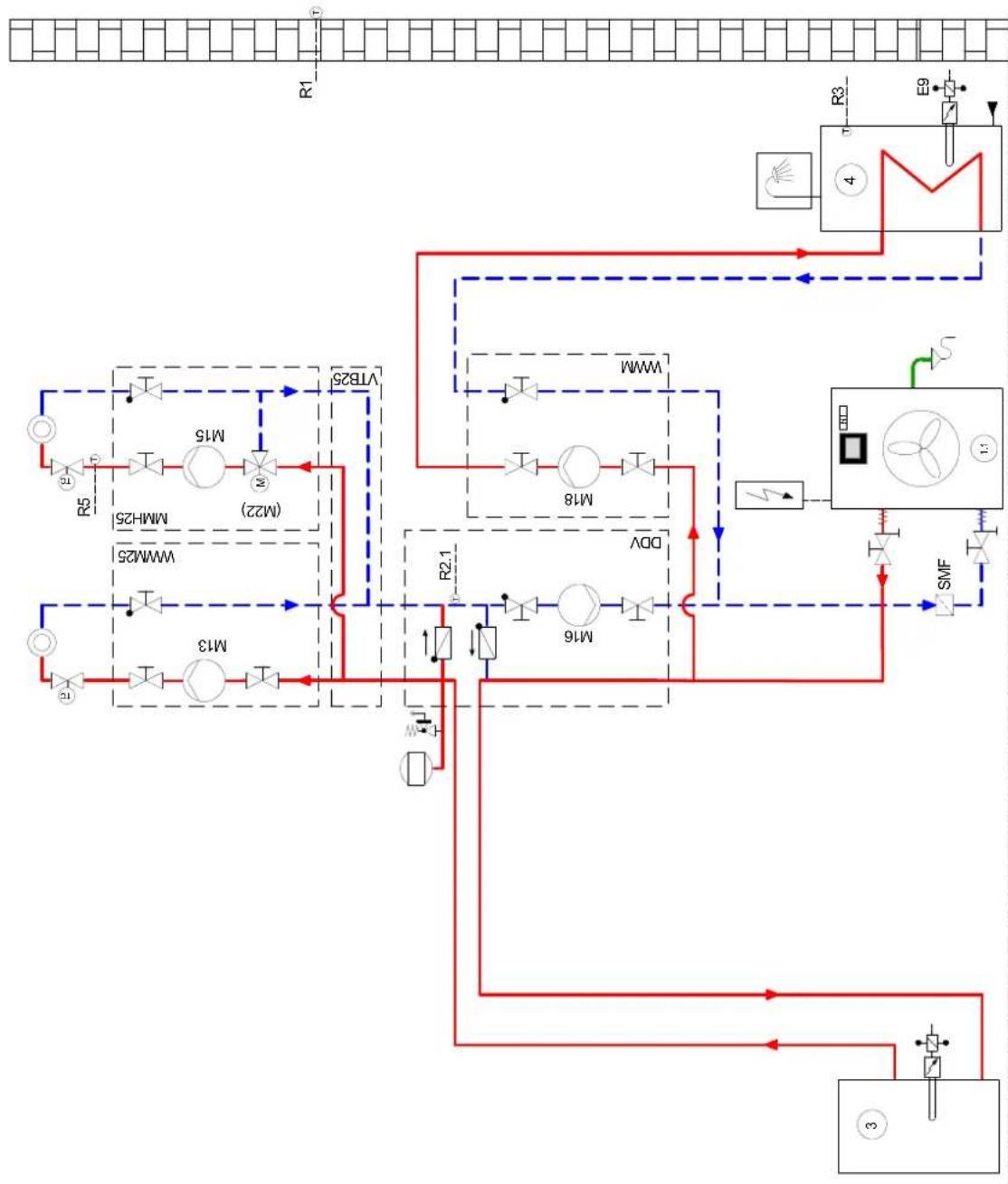 DIMPLEX LI 16ITUR - Hydraulische Einbindungsschema / Hydraulic integration diagram / Schéma d'intégration hydraulique - 1