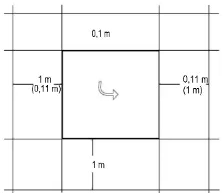 0,1 m 1 m (0,11 m) 0,11 m (1 m) 1 m