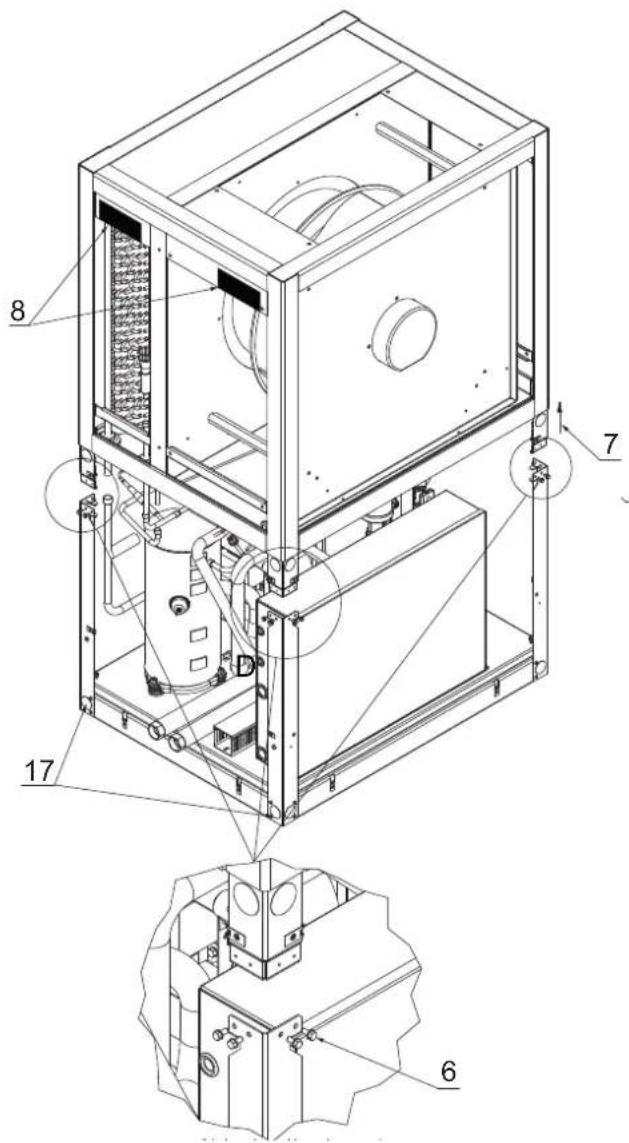 Technical diagram of an industrial machine with numbered components and labeled parts
