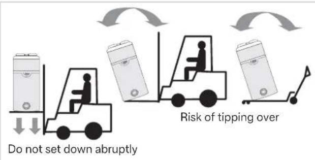 Do not set down abruptly Risk of tipping over