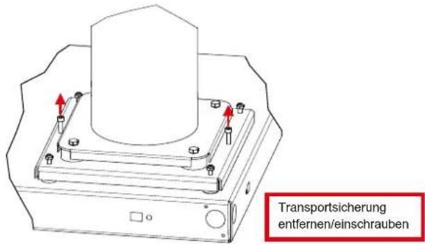 Transportsicherung entfernen/einschrauben