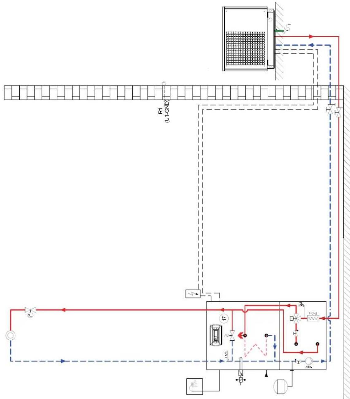 DIMPLEX HPL 6STUW2 - Monoenergetische Wärmepumpenheizungsanlage mit einem Heizkreis, Puffer- und Warmwasserspeicher / Mono energy heat pump heating system with one heating circuit, buffer tank and hot water cylinder / Installation de chauffage par pompe à chaleur mono-énergétique avec un circuit de chauffage, ballons tampon et d'eau chaude sanitaire - 1