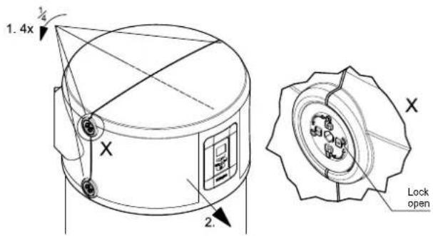 1.4x 2. X Lock open X