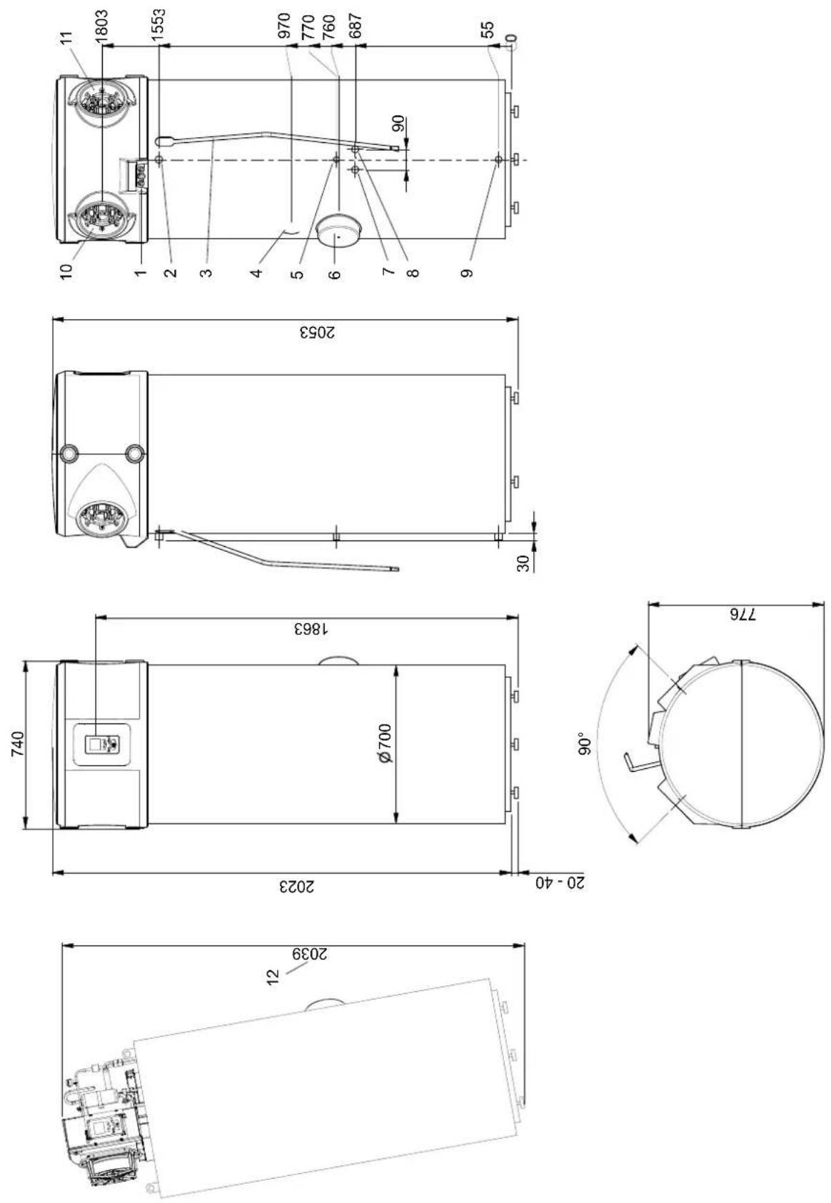 DIMPLEX DHW 400+ - Maßbild / Dimension drawing / Schéma coté - 1