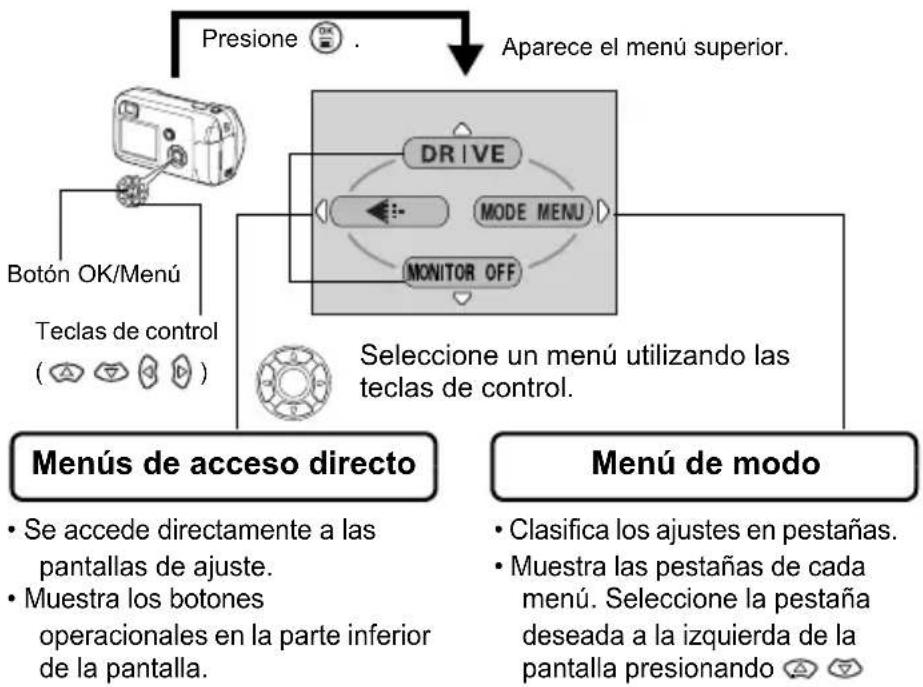 OLYMPUS X-350 - TIPOS DE MENÚ - 1