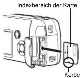 OLYMPUS X-350 - Führen Sie die Karte richtig herum in das Karteneinschubfach ein, wie in der Abbildung gezeigt. - 1
