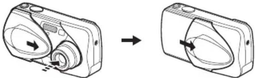 OLYMPUS X-400 - Power off: Close the lens barrier slightly until it almost touches the lens barrel. - 1
