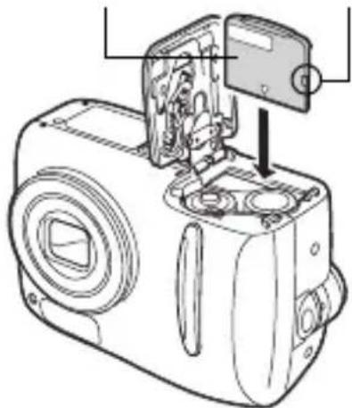 OLYMPUS X-450 - Orientez la carte dans le bon sens et introduisez-la dans son logement, comme indiqué sur l'illustration. - 1