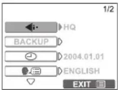 OLYMPUS X-450 - A propos de l'écran du menu - 2