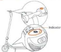 NINEBOT eKickScooter ZING C8 - Enciende el patrone, Si el indicador está en rojo, carrguelo inmediamente (consulte Comoargar). PRECAUCION - 1