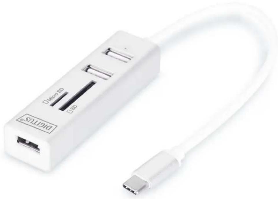 Digitus DA-70243 - Hub à 3 ports USB 2.0 Type-C™ avec lecteur de cartes - 1