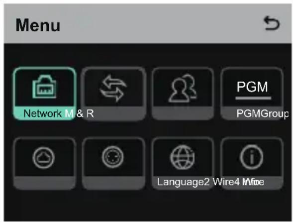 Menu Network M & R PGM PGMGroup Language2 Wire4 Wire