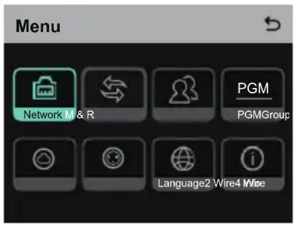 Menu Network M & R PGM PGMGroup Language2 Wire4 Wire