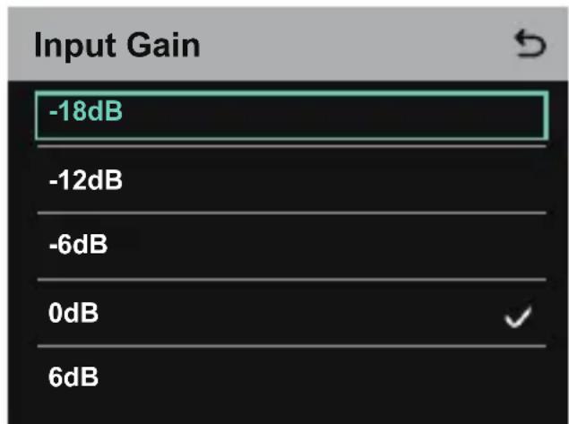 Input Gain -18dB -12dB -6dB 0dB 6dB