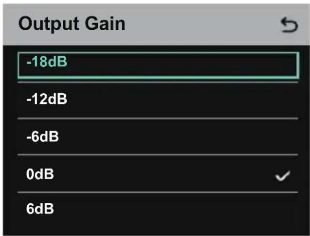 Output Gain -18dB -12dB -6dB 0dB 6dB