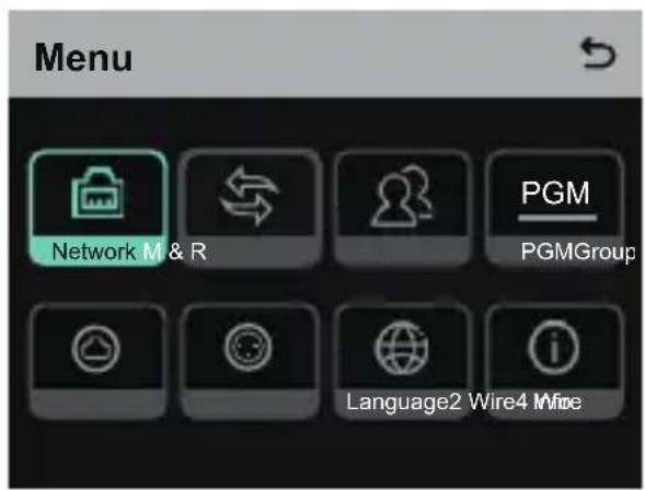 Menu Network M & R PGM PGMGroup Language2 Wire4 Mire