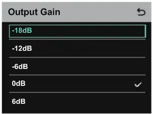 Output Gain -18dB -12dB -6dB 0dB 6dB