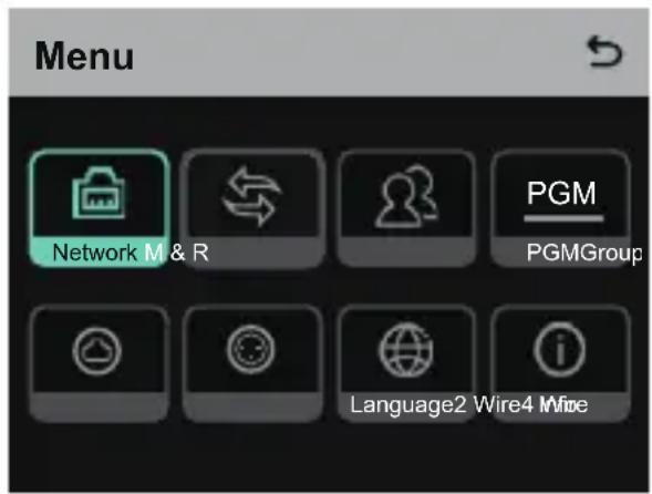 Menu Network M & R PGM PGMGroup Language2 Wire4 Wire